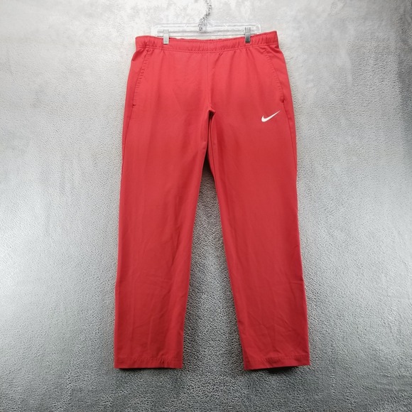 Nike Pants Mens L Red Joggers Ankle Zip Tapered Relentless Dri Fit Warm Up - Picture 1 of 11